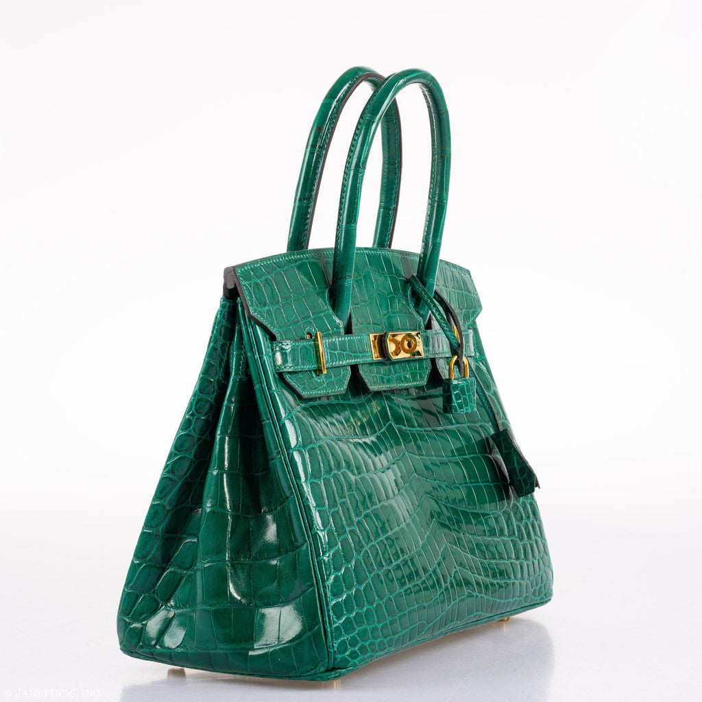 Hermes Birkin 30 Vert Emerald Niloticus Crocodile Gold Hardware - 2019, D - hardware detail