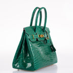 Hermes Birkin 30 Vert Emerald Niloticus Crocodile Gold Hardware - 2019, D - hardware detail
