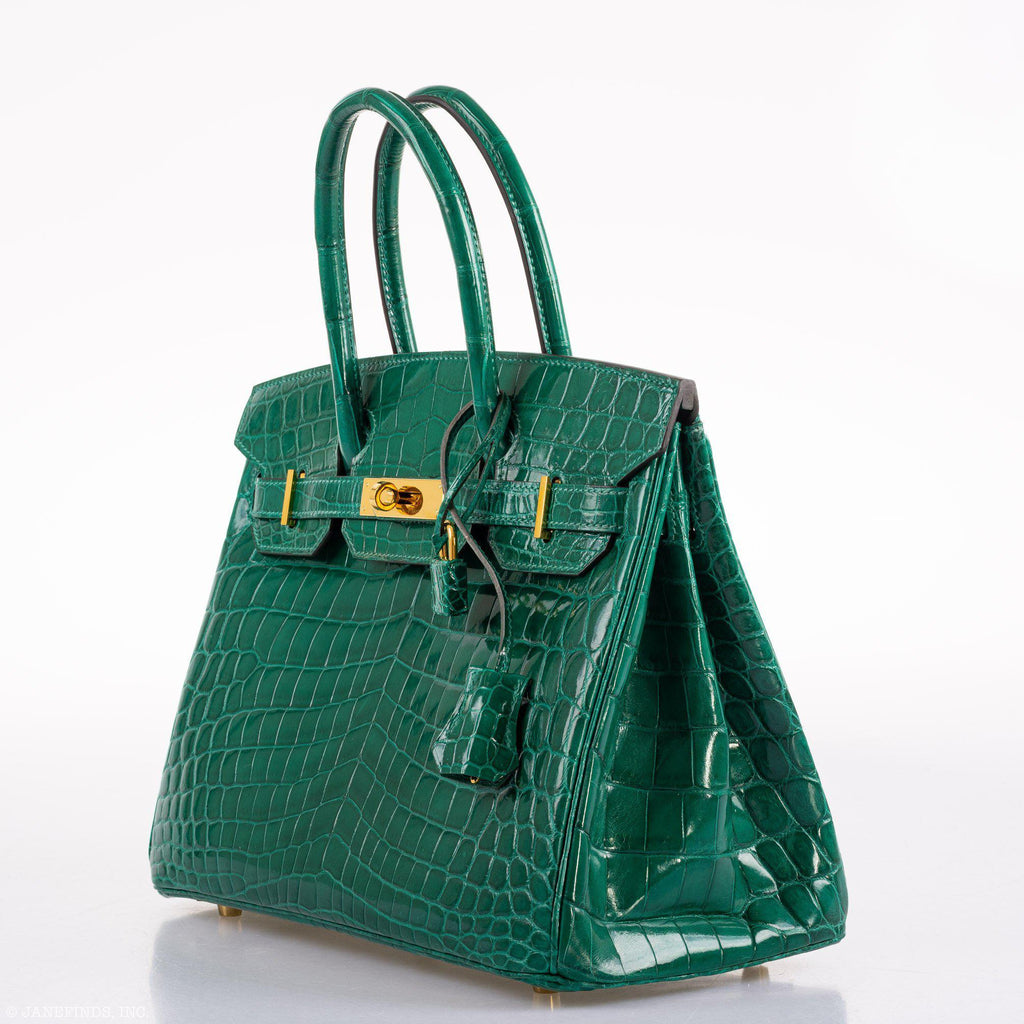 Hermes Birkin 30 Vert Emerald Niloticus Crocodile Gold Hardware - 2019, D - hardware detail