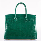 Hermes Birkin 30 Vert Emerald Niloticus Crocodile Gold Hardware - 2019, D - hardware detail