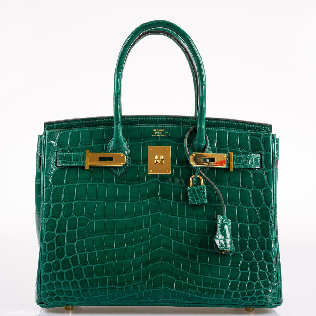 Hermes Birkin 30 Vert Emerald Niloticus Crocodile Gold Hardware - 2019, D - hardware detail