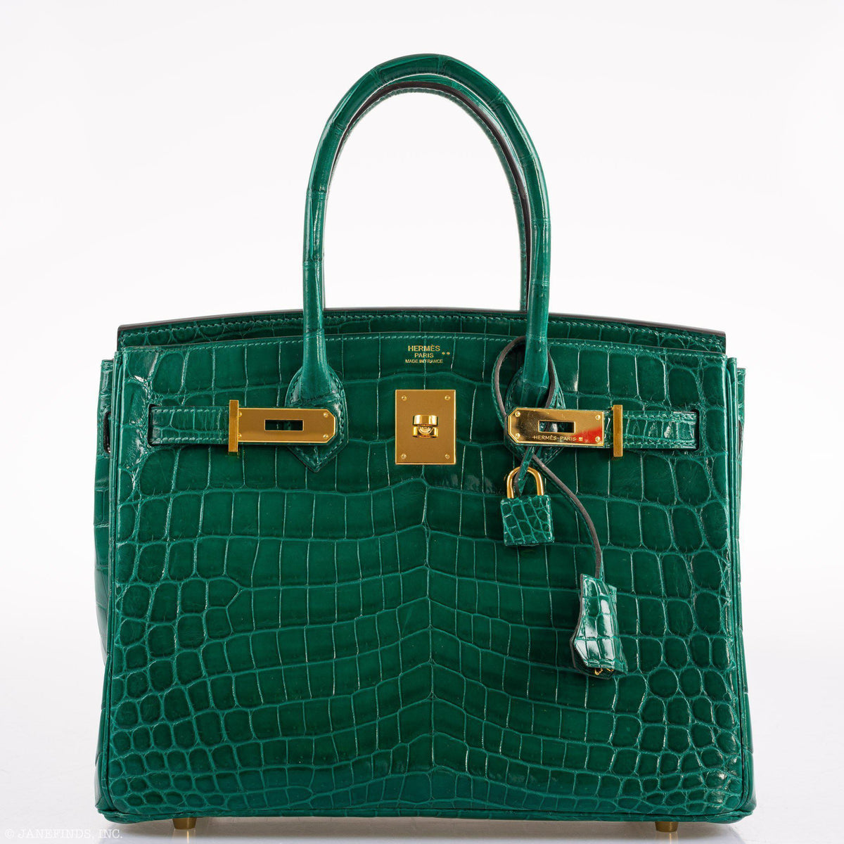 Hermes Birkin 30 Vert Emerald Niloticus Crocodile Gold Hardware - 2019, D - hardware detail