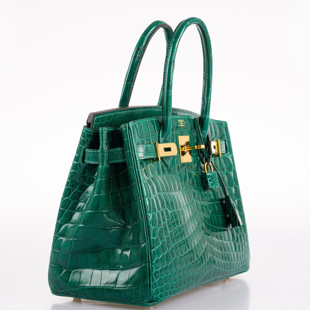 Hermes Birkin 30 Vert Emerald Niloticus Crocodile Gold Hardware - 2019, D - hardware detail