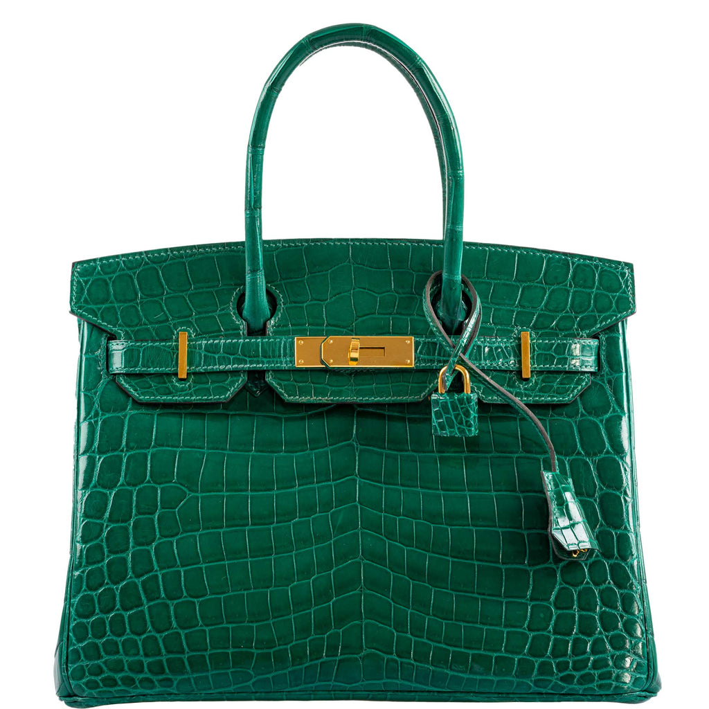 Hermes Birkin 30 Vert Emerald Niloticus Crocodile Gold Hardware - 2019, D - hardware detail