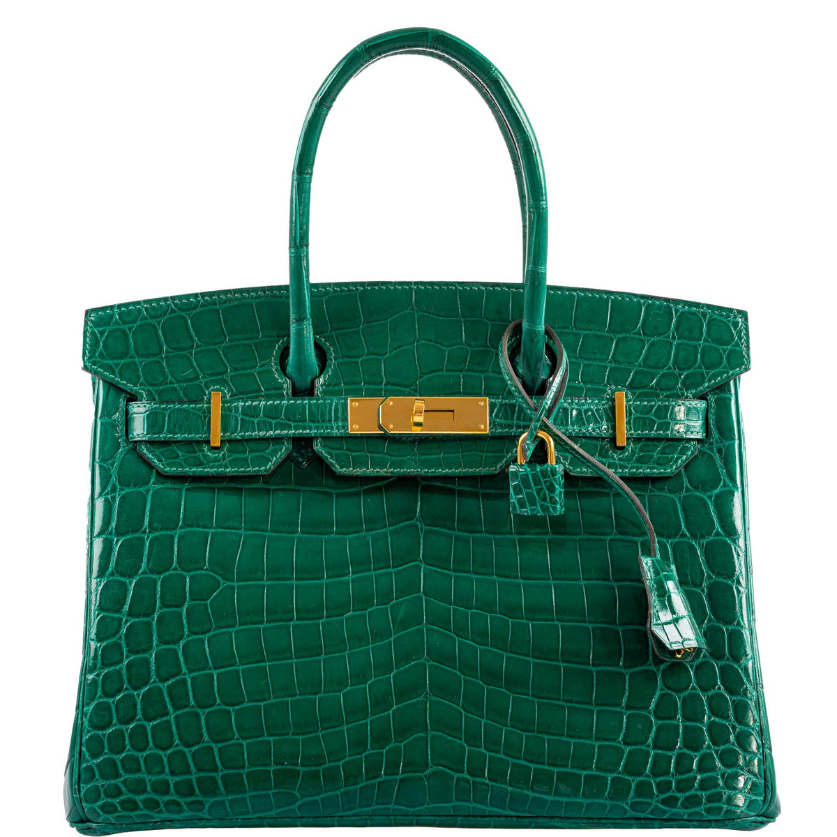 Hermes Birkin 30 Vert Emerald Niloticus Crocodile Gold Hardware - 2019, D - hardware detail