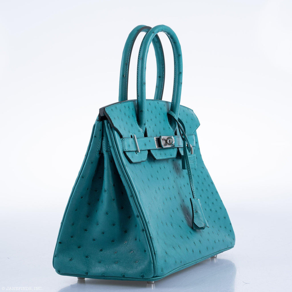 Hermes Birkin 30 Vert Verone Ostrich Palladium Hardware - 2020, Y - hardware detail