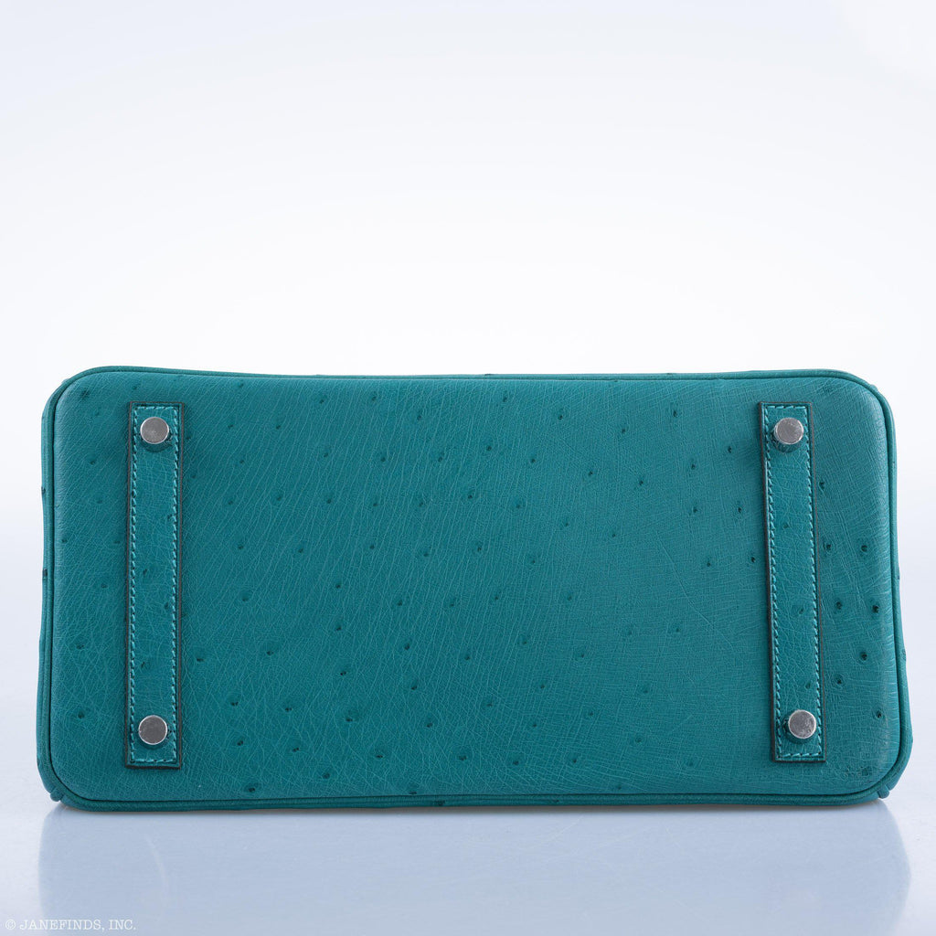 Hermes Birkin 30 Vert Verone Ostrich Palladium Hardware - 2020, Y - hardware detail