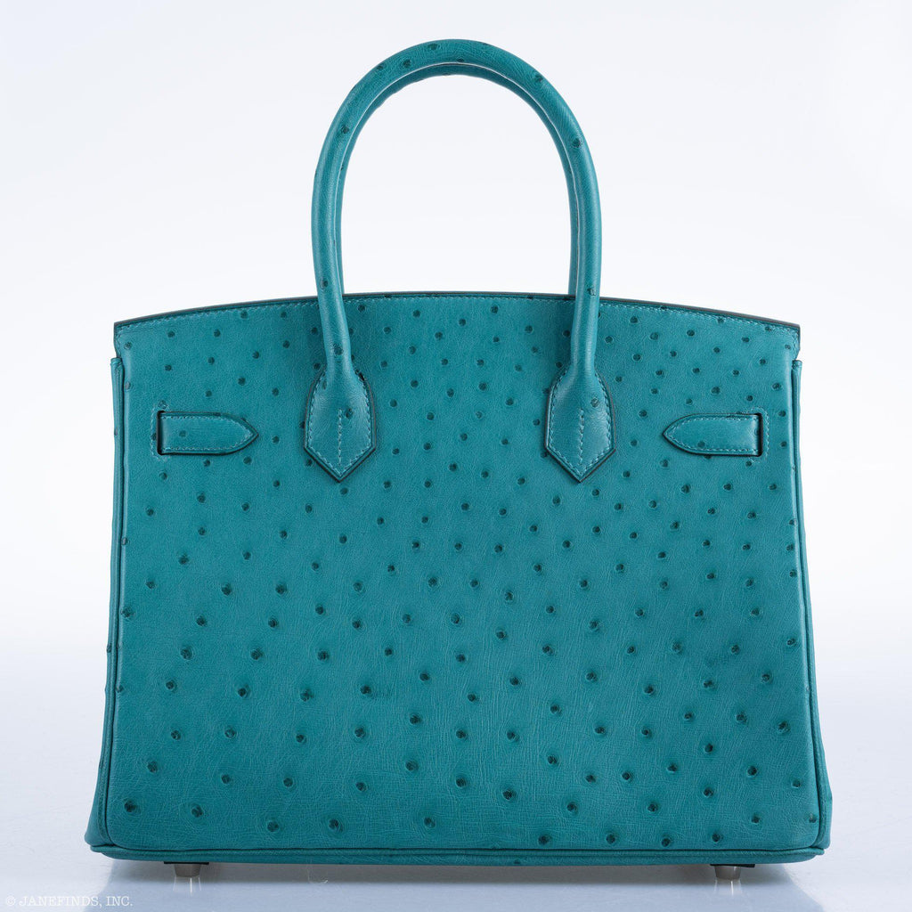 Hermes Birkin 30 Vert Verone Ostrich Palladium Hardware - 2020, Y - hardware detail