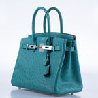 Hermes Birkin 30 Vert Verone Ostrich Palladium Hardware - 2020, Y - hardware detail