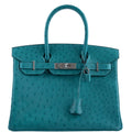 Hermes Birkin 30 Vert Verone Ostrich Palladium Hardware - 2020, Y - hardware detail