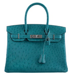 Hermes Birkin 30 Vert Verone Ostrich Palladium Hardware - 2020, Y - hardware detail