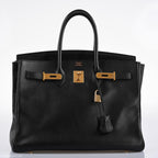 Hermes Birkin 35 Black Ardenne Gold Hardware - C Square - hardware detail