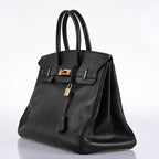 Hermes Birkin 35 Black Ardenne Gold Hardware - C Square - hardware detail