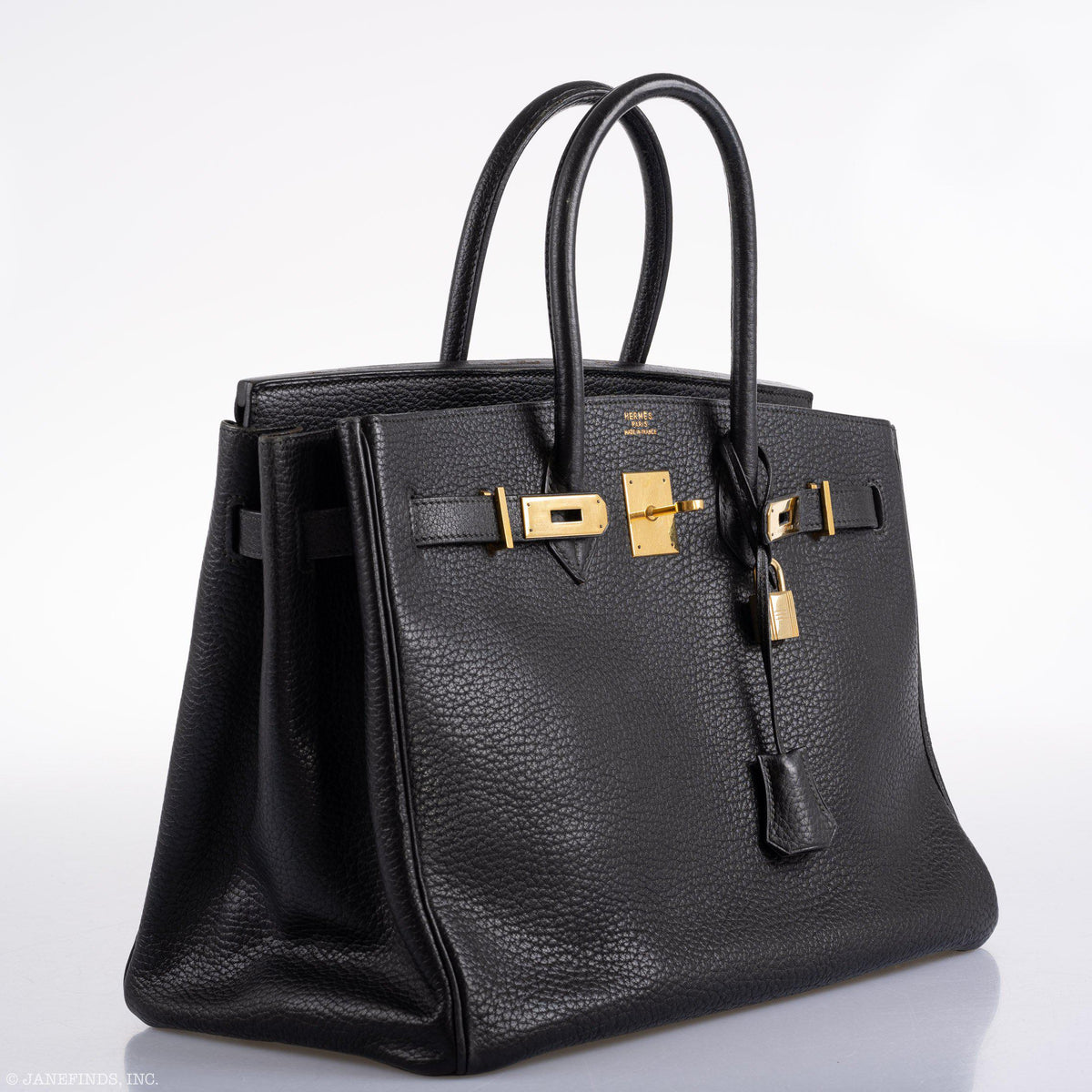 Hermes Birkin 35 Black Ardennes Leather Gold Hardware - Circle W - hardware detail