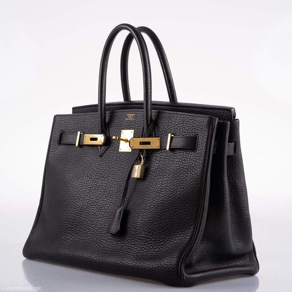 Hermes Birkin 35 Black Ardennes Leather Gold Hardware - Circle W - hardware detail