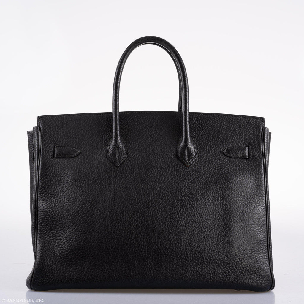 Hermes Birkin 35 Black Ardennes Leather Gold Hardware - Circle W - hardware detail