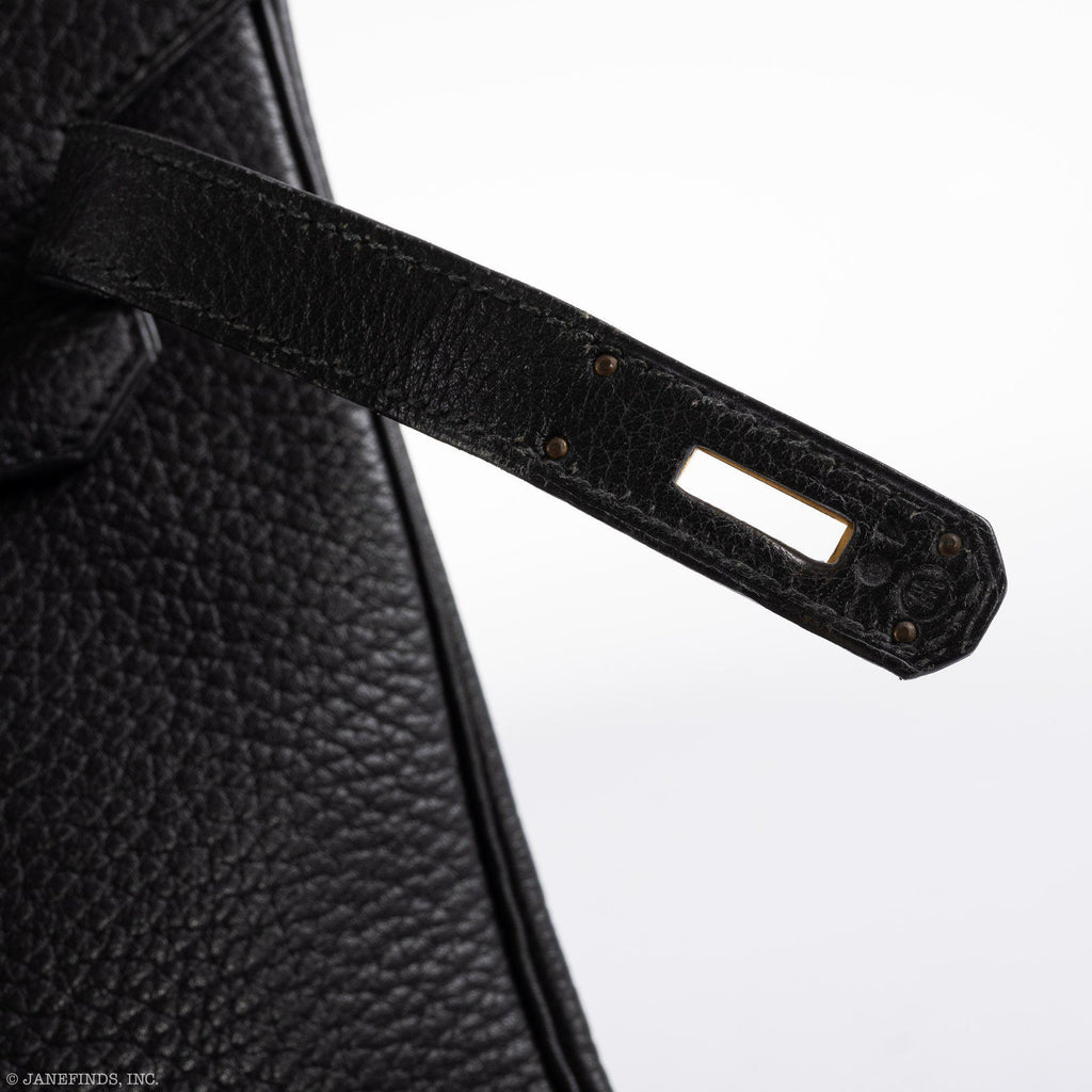 Hermes Birkin 35 Black Ardennes Leather Gold Hardware - Circle W - hardware detail
