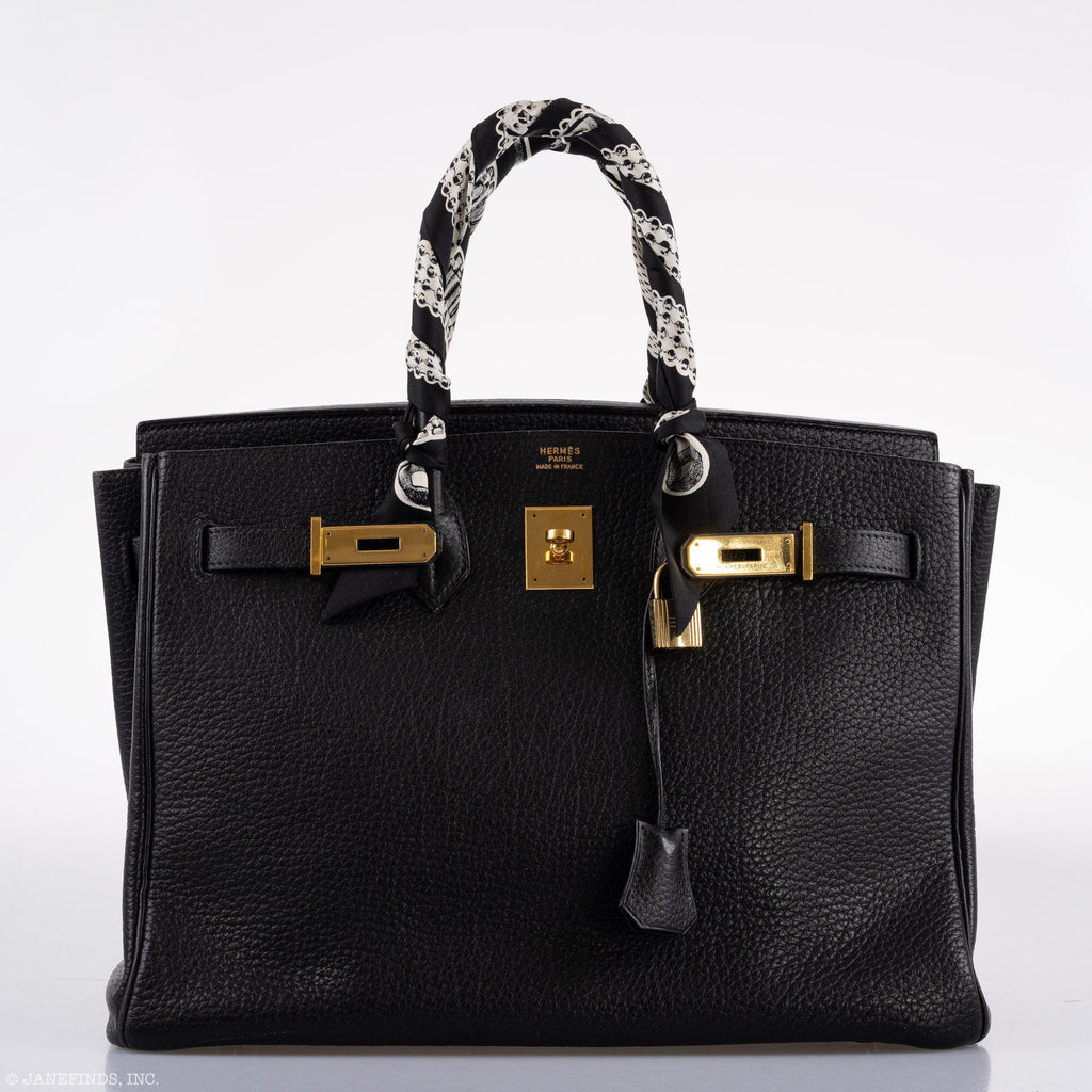 Hermes Birkin 35 Black Ardennes Leather Gold Hardware - Circle W - hardware detail