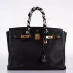 Hermes Birkin 35 Black Ardennes Leather Gold Hardware - Circle W - hardware detail