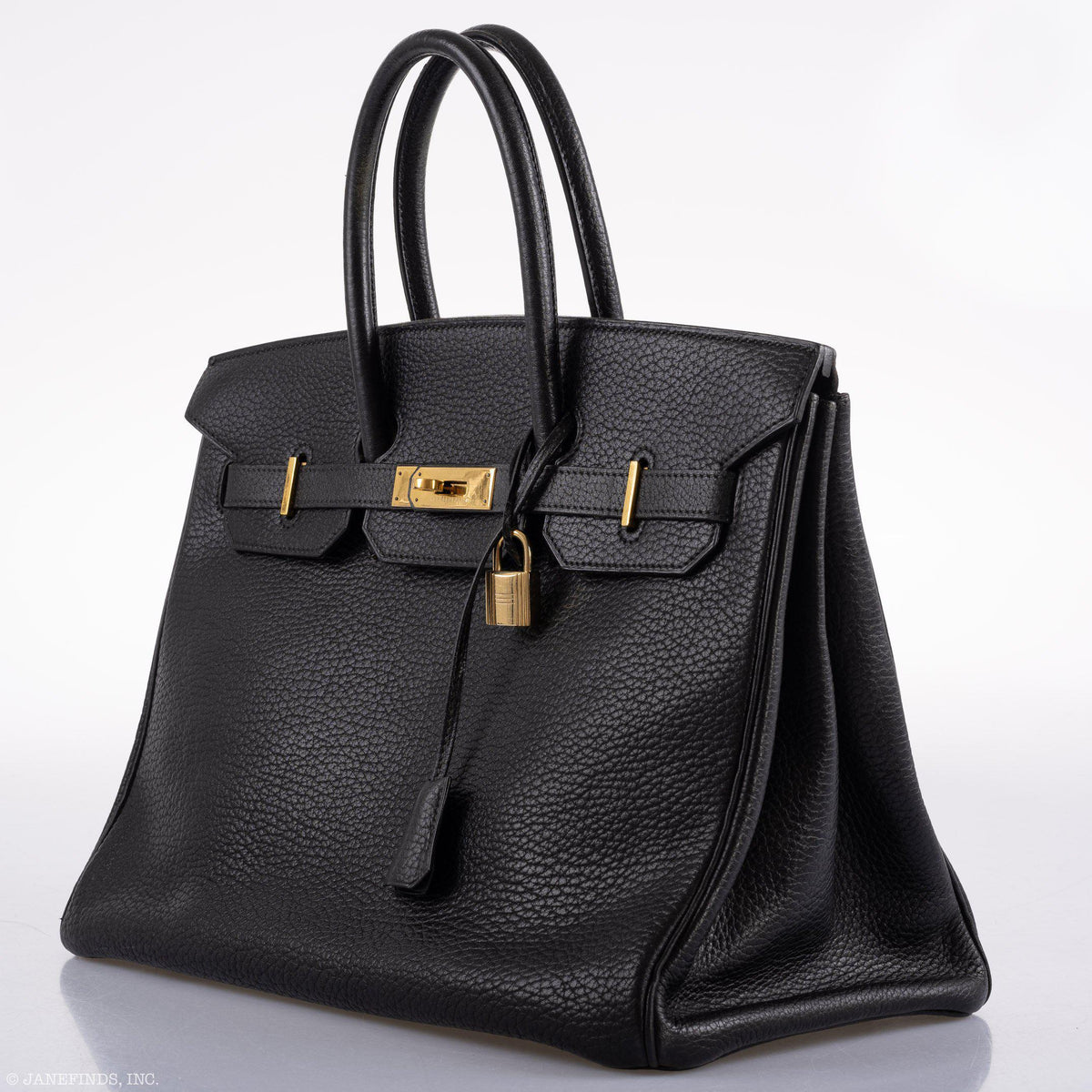Hermes Birkin 35 Black Ardennes Leather Gold Hardware - Circle W - hardware detail