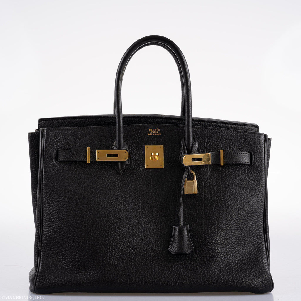 Hermes Birkin 35 Black Ardennes Leather Gold Hardware - Circle W - hardware detail