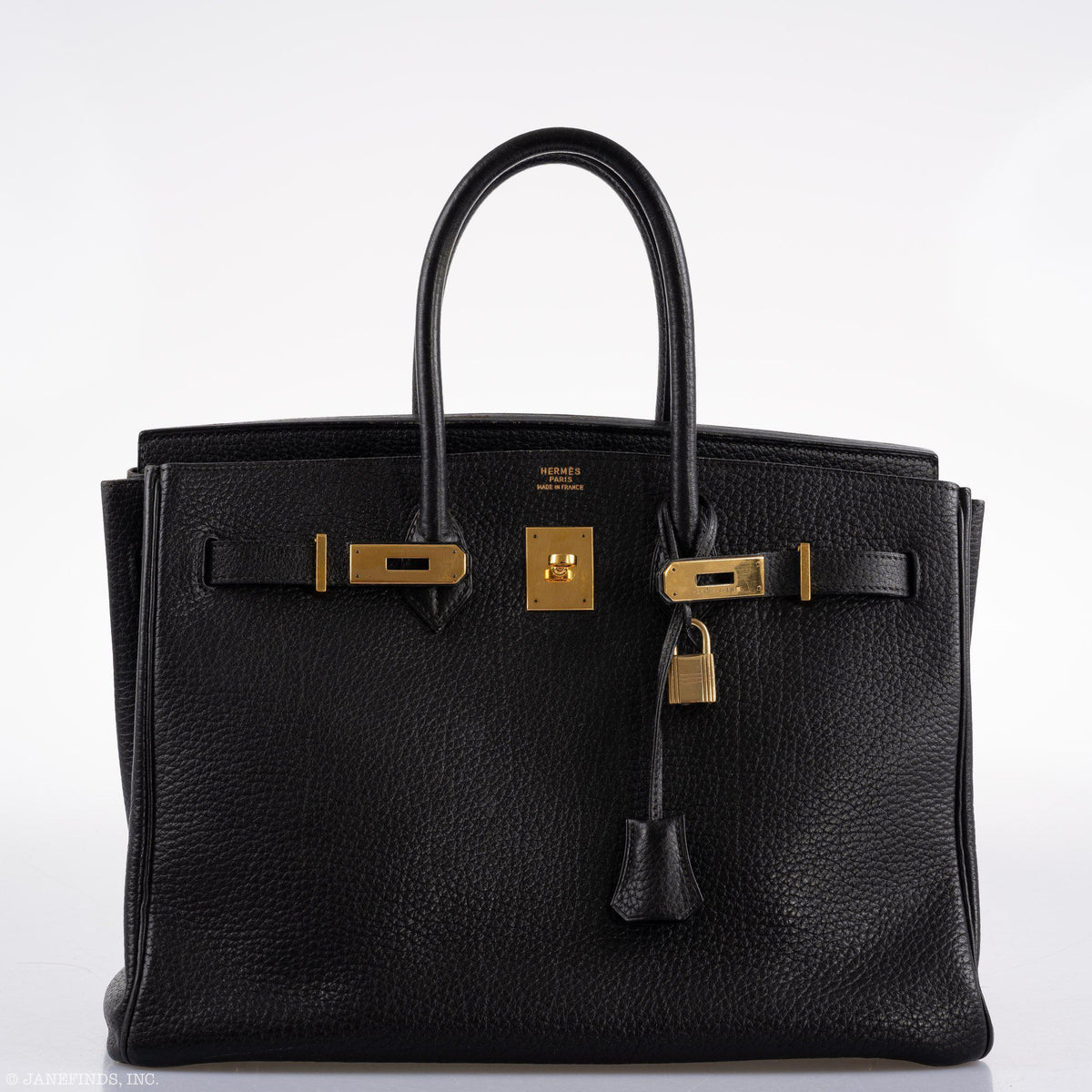 Hermes Birkin 35 Black Ardennes Leather Gold Hardware - Circle W - hardware detail