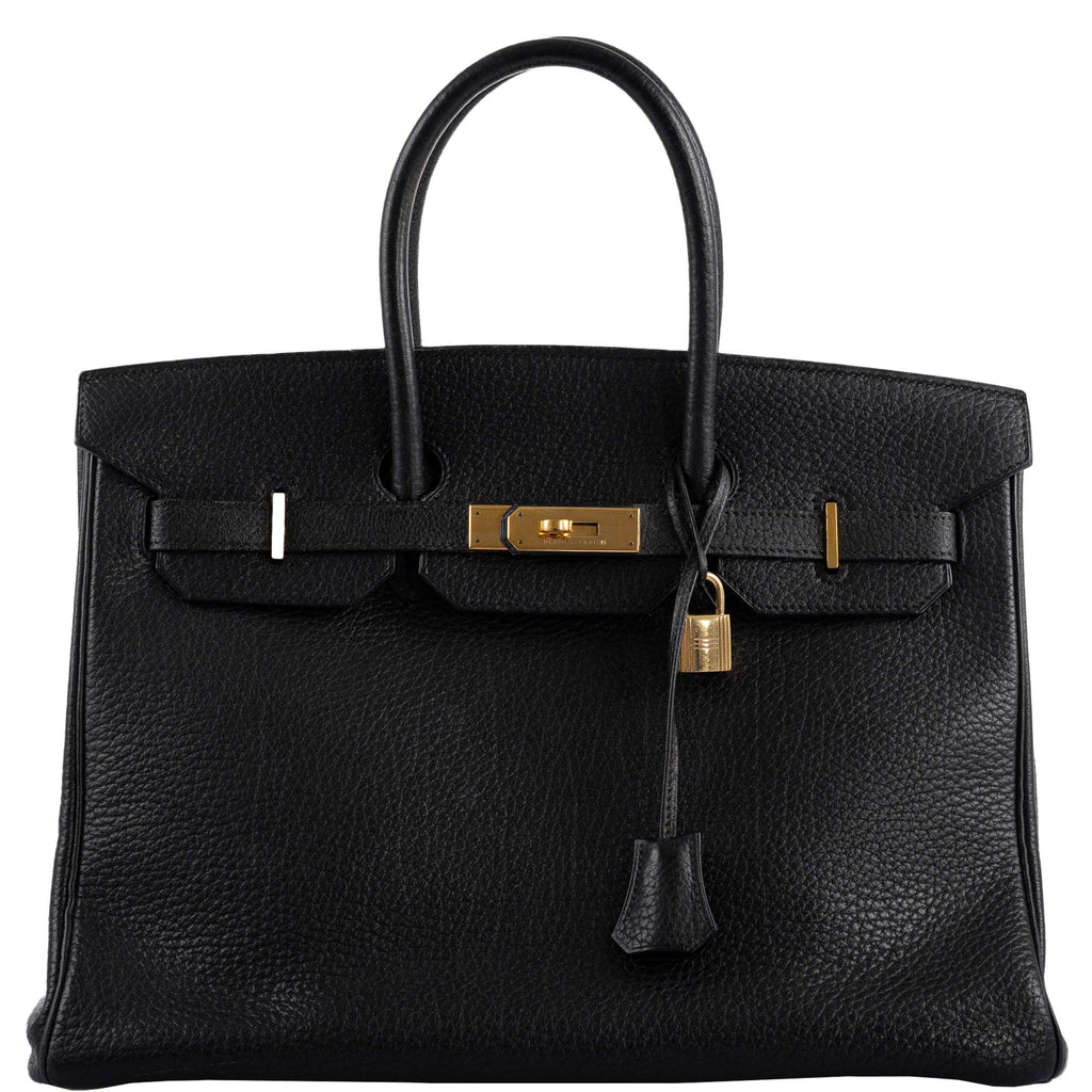 Hermes Birkin 35 Black Ardennes Leather Gold Hardware - Circle W - hardware detail