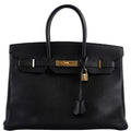 Hermes Birkin 35 Black Ardennes Leather Gold Hardware - Circle W - hardware detail