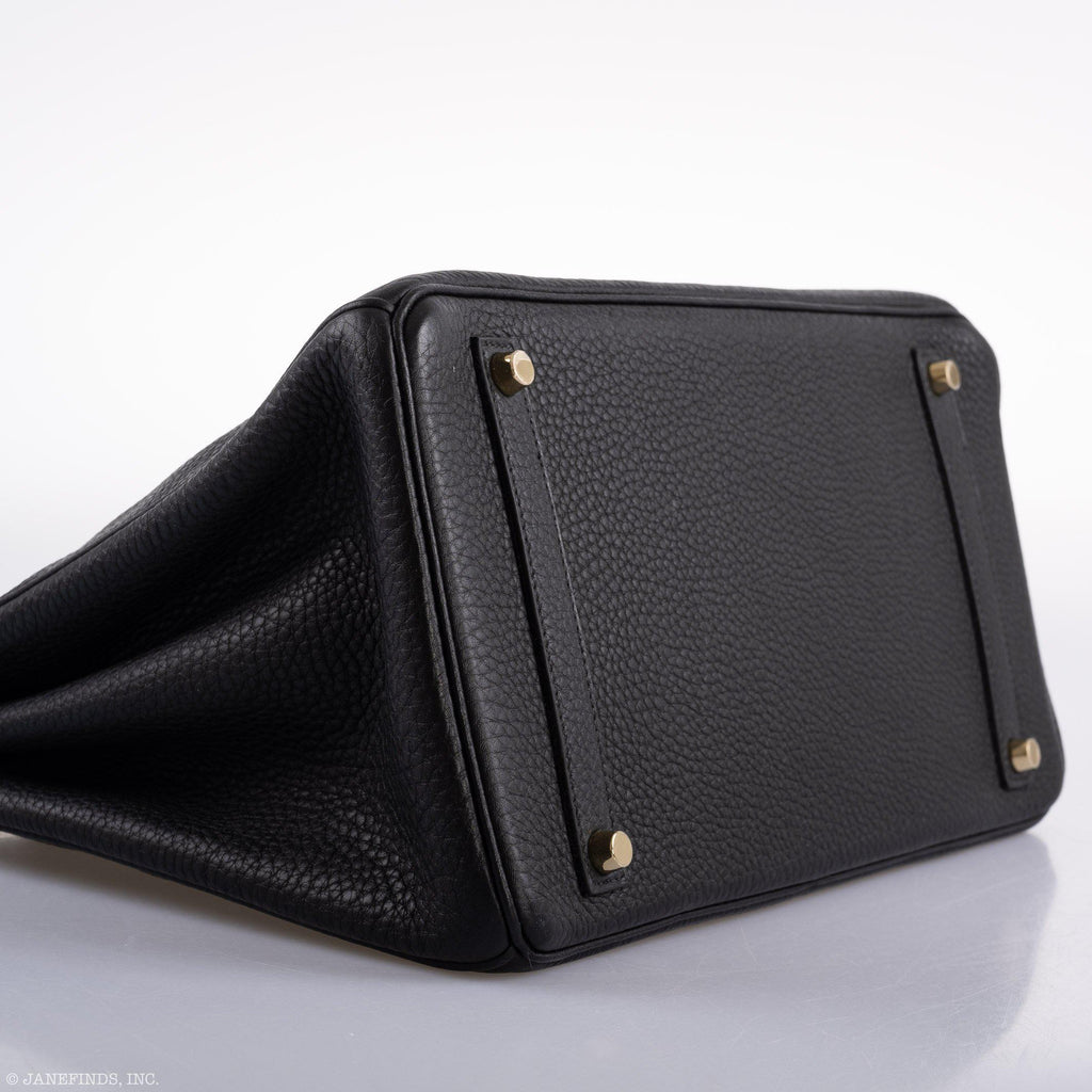 Hermes Birkin 35 Black Clemence Leather Gold Hardware - Square N - hardware detail