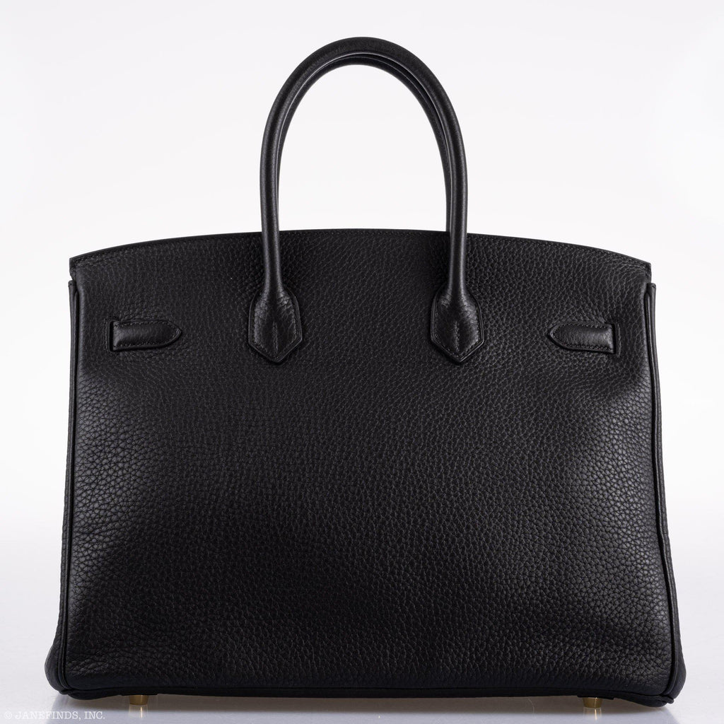 Hermes Birkin 35 Black Clemence Leather Gold Hardware - Square N - hardware detail