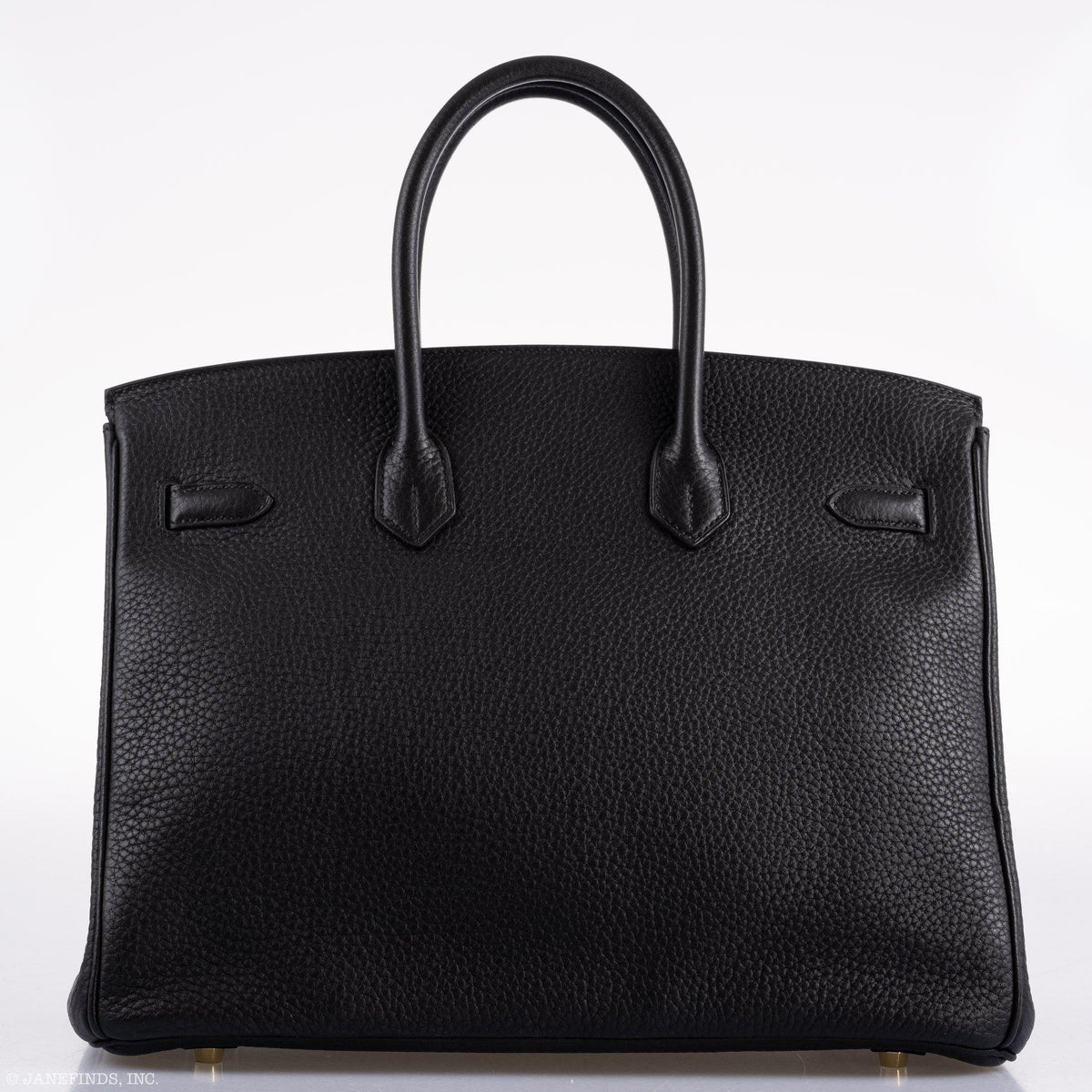 Hermes Birkin 35 Black Clemence Leather Gold Hardware - Square N - hardware detail