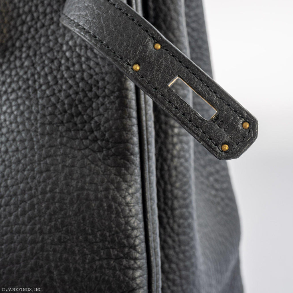 Hermes Birkin 35 Black Clemence Leather Gold Hardware - Square N - hardware detail