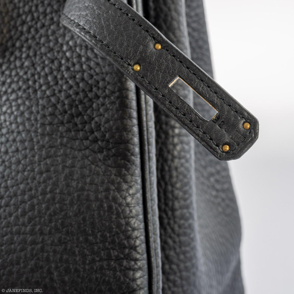 Hermes Birkin 35 Black Clemence Leather Gold Hardware - Square N - hardware detail