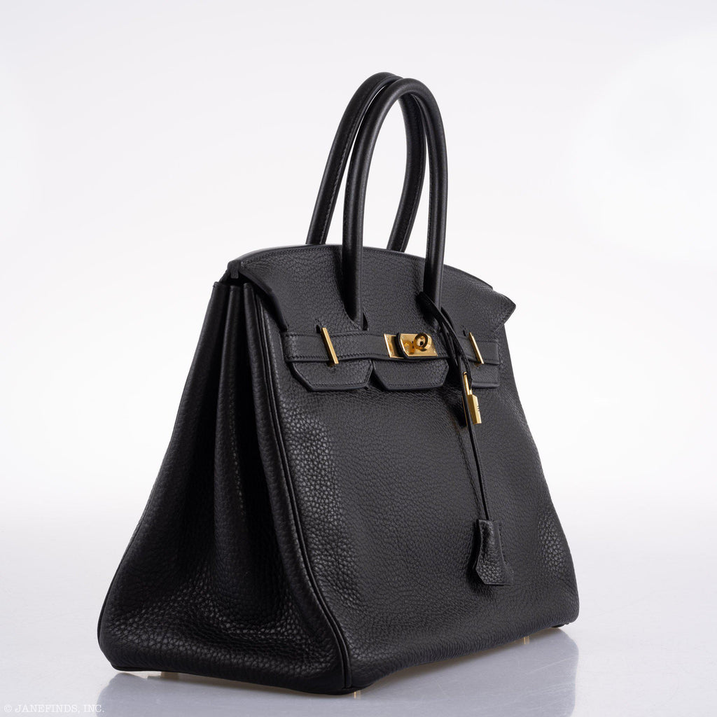 Hermes Birkin 35 Black Clemence Leather Gold Hardware - Square N - hardware detail