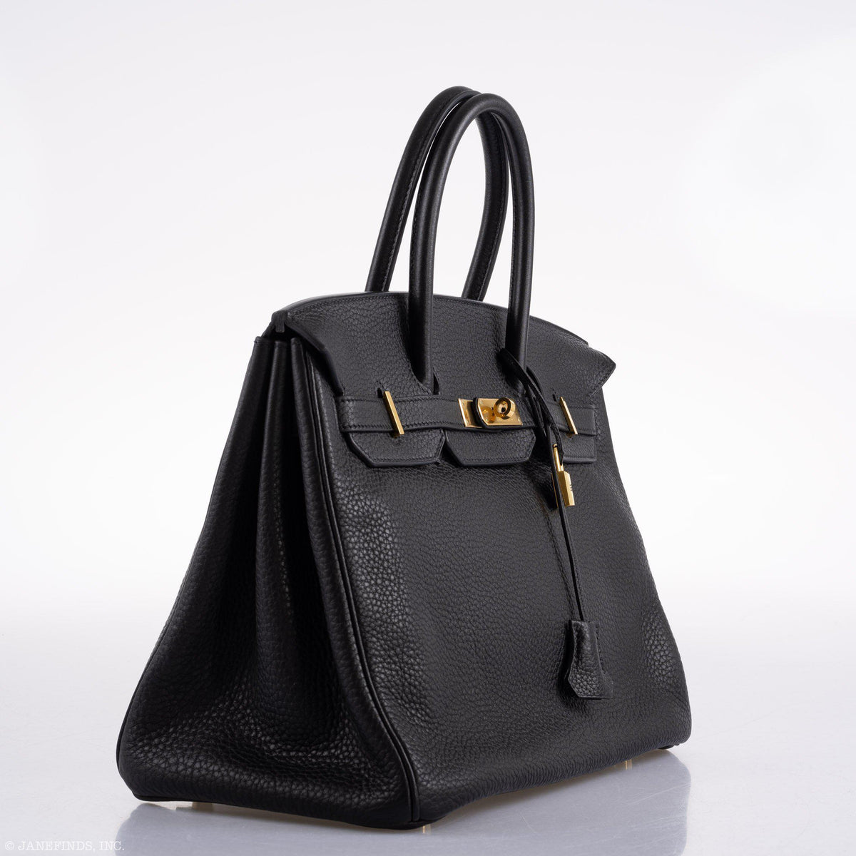 Hermes Birkin 35 Black Clemence Leather Gold Hardware - Square N - hardware detail