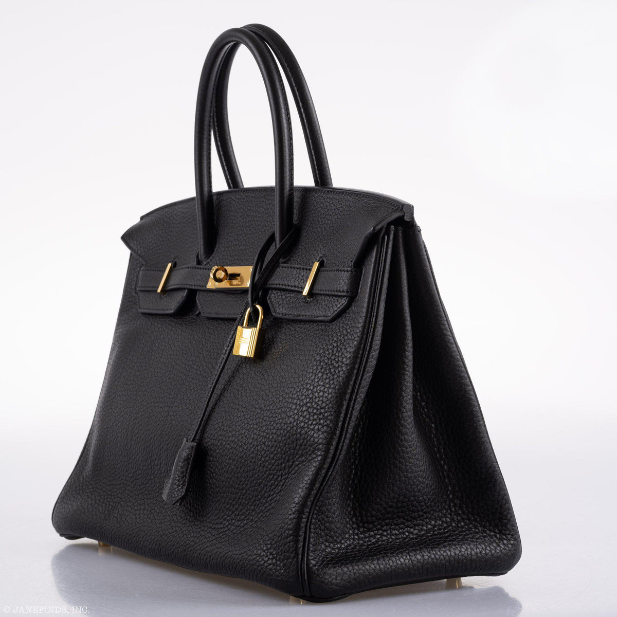 Hermes Birkin 35 Black Clemence Leather Gold Hardware - Square N - hardware detail