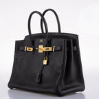 Hermes Birkin 35 Black Clemence Leather Gold Hardware - Square N - hardware detail