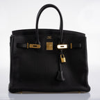 Hermes Birkin 35 Black Clemence Leather Gold Hardware - Square N - hardware detail