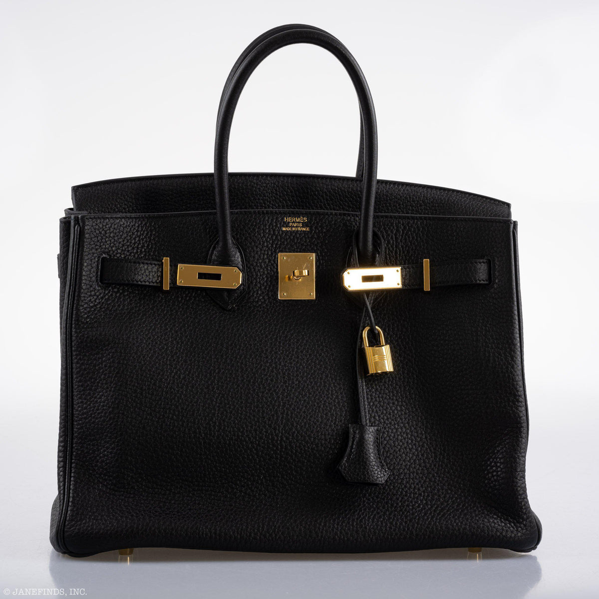 Hermes Birkin 35 Black Clemence Leather Gold Hardware - Square N - hardware detail