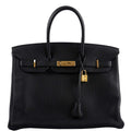 Hermes Birkin 35 Black Clemence Leather Gold Hardware - Square N - hardware detail