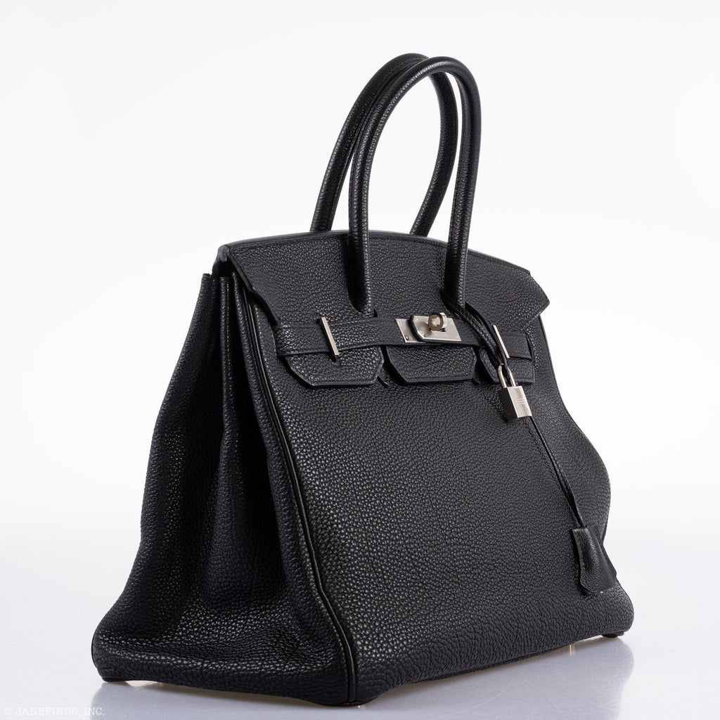 Hermes Birkin 35 Black Togo Palladium Hardware - 2003, Square G  - hardware detail