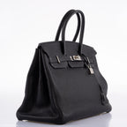 Hermes Birkin 35 Black Togo Palladium Hardware - 2003, Square G  - hardware detail