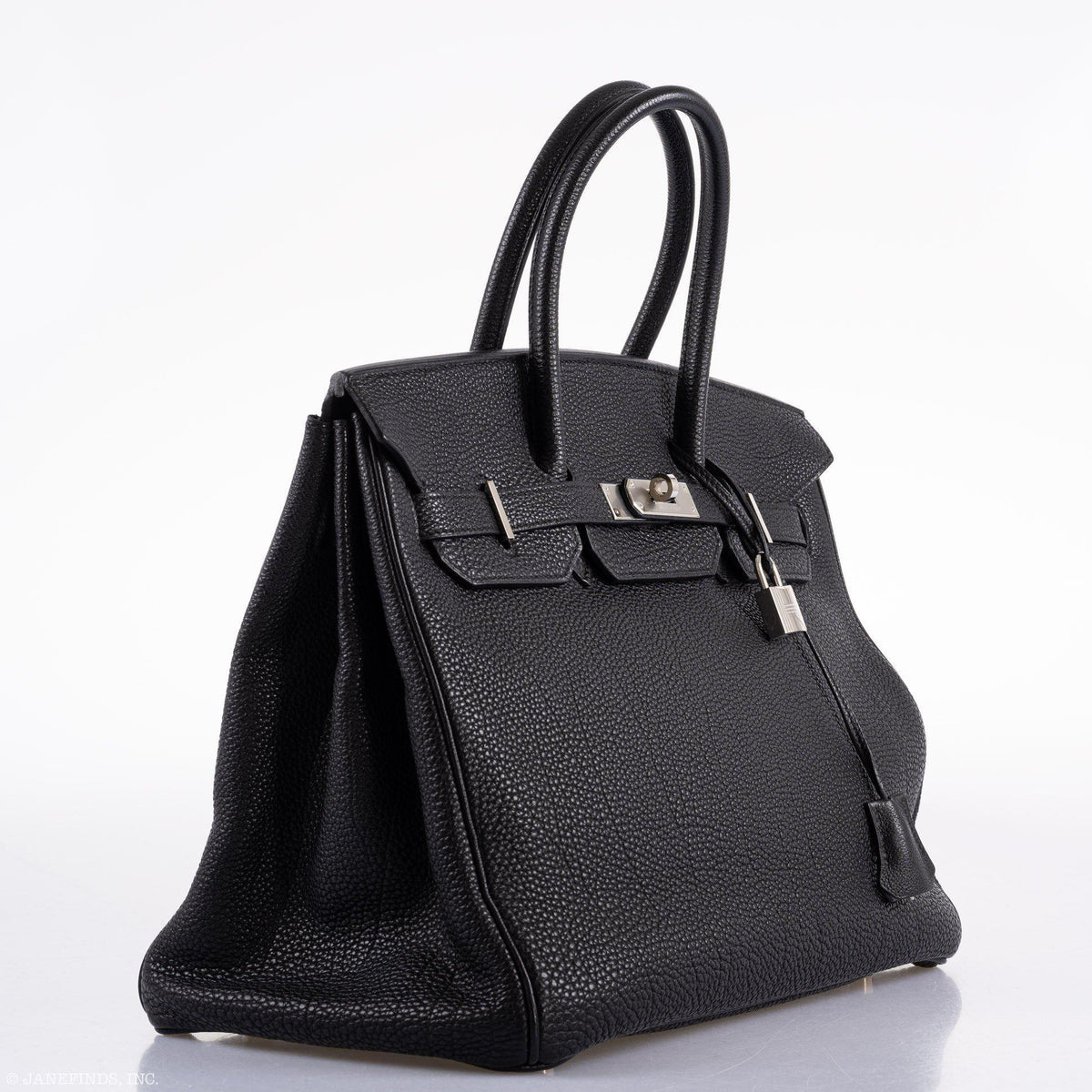 Hermes Birkin 35 Black Togo Palladium Hardware - 2003, Square G  - hardware detail