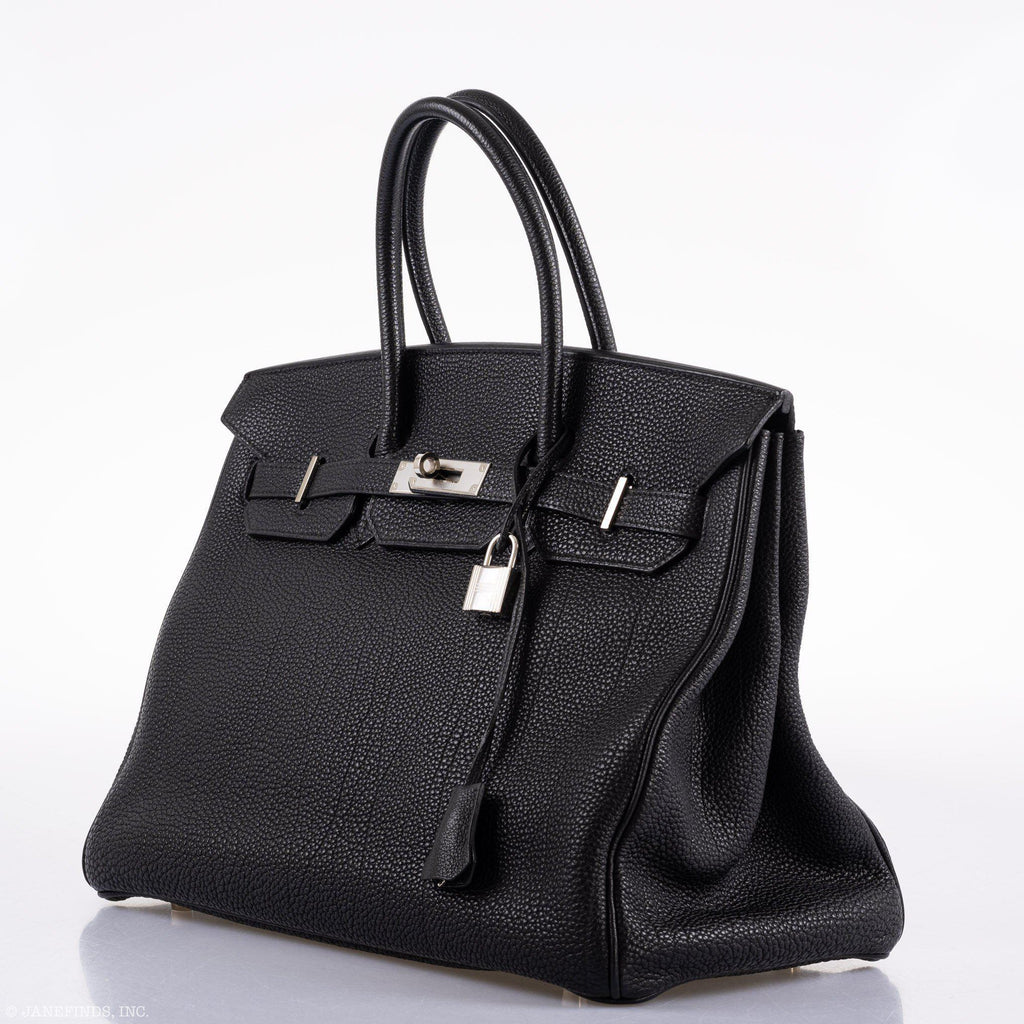 Hermes Birkin 35 Black Togo Palladium Hardware - 2003, Square G  - hardware detail