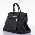 Hermes Birkin 35 Black Togo Palladium Hardware - 2003, Square G  - hardware detail