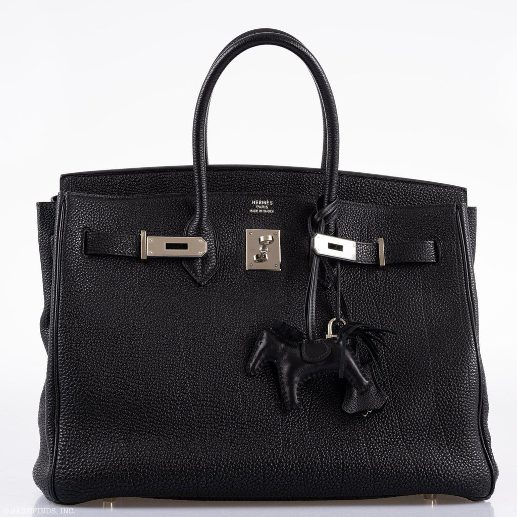 Hermes Birkin 35 Black Togo Palladium Hardware - 2003, Square G  - hardware detail