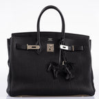 Hermes Birkin 35 Black Togo Palladium Hardware - 2003, Square G  - hardware detail