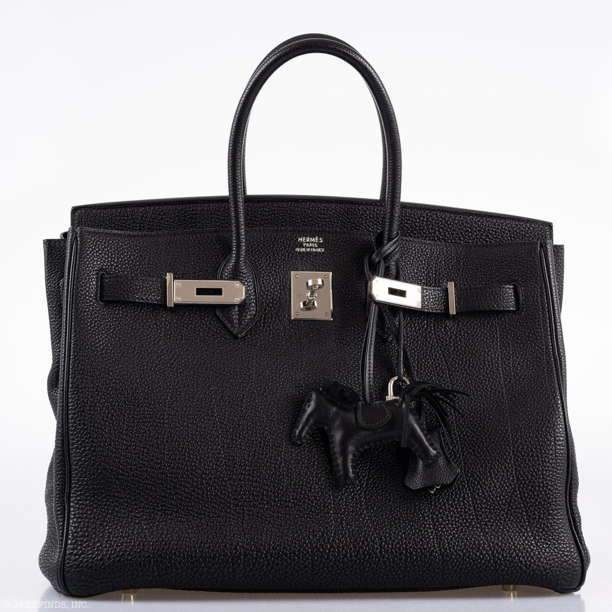 Hermes Birkin 35 Black Togo Palladium Hardware - 2003, Square G  - hardware detail