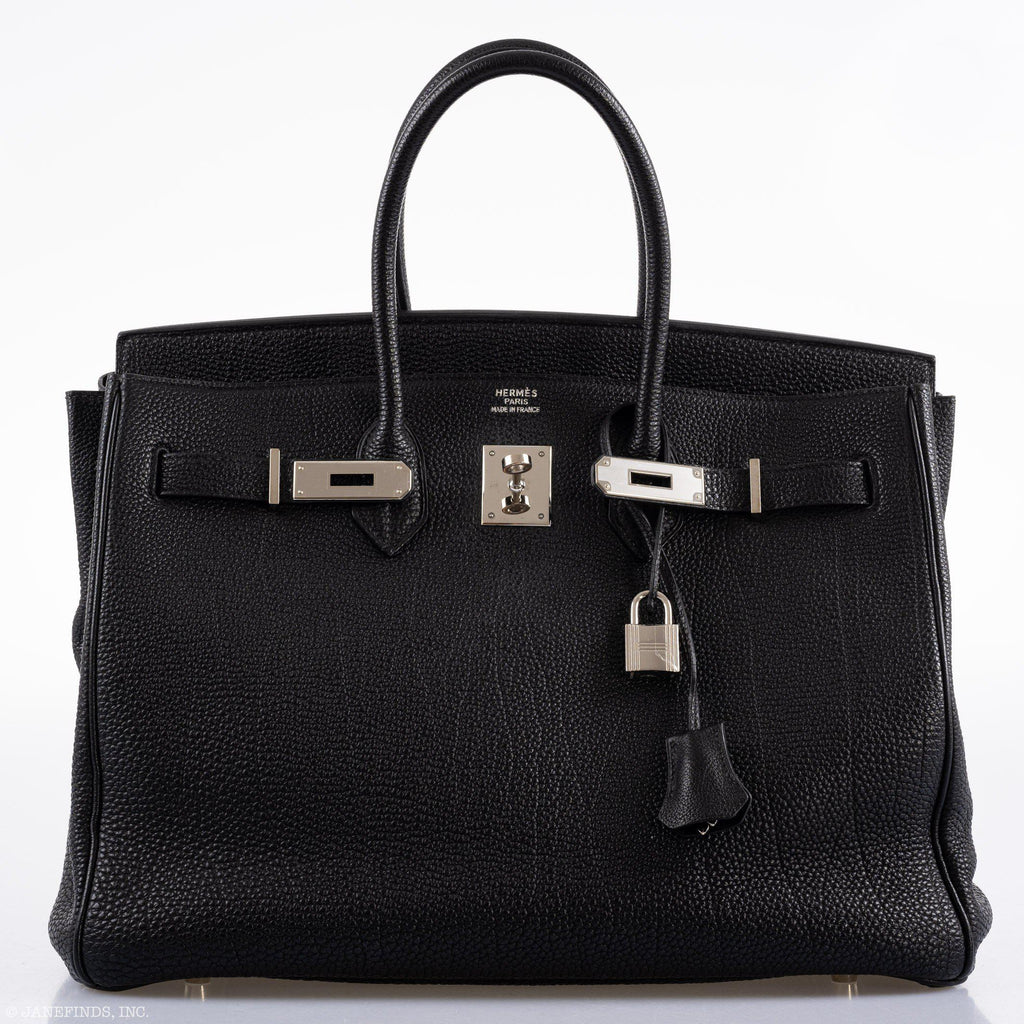 Hermes Birkin 35 Black Togo Palladium Hardware - 2003, Square G  - hardware detail
