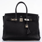 Hermes Birkin 35 Black Togo Palladium Hardware - 2003, Square G  - hardware detail